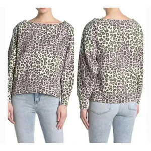 Good American Cheetah Print Dolman Pullover Sweatshirt 2 Medium NEW 214